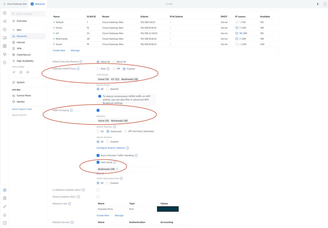 Abbildung 9: Settings > Netzwerk